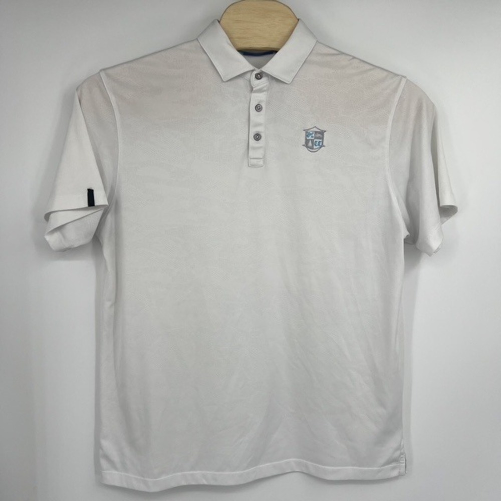 Devereux Men's XL White Jacquard Short Sleeve Golf Polo Shirt